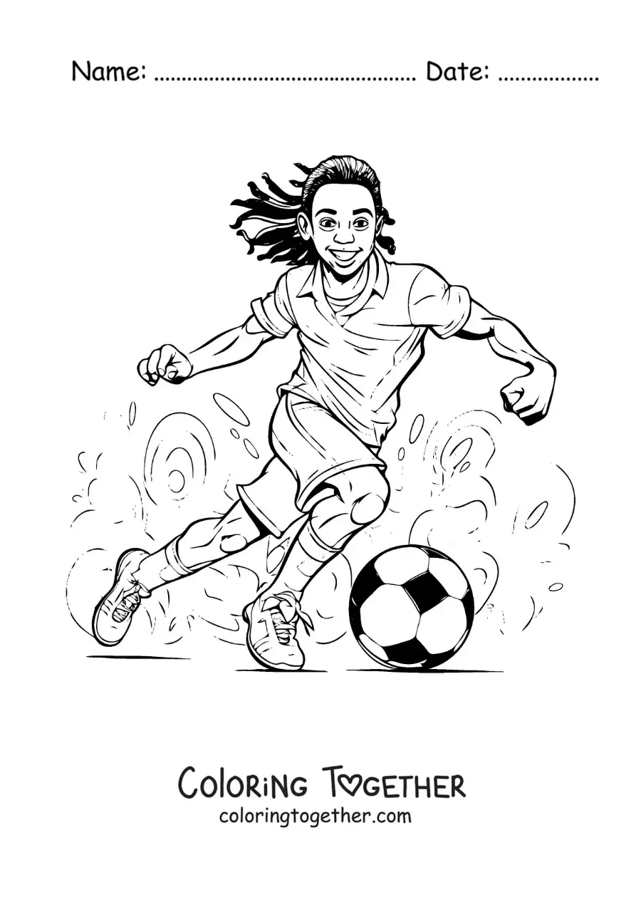 Coloring page of an easy cartoon Ronaldinho