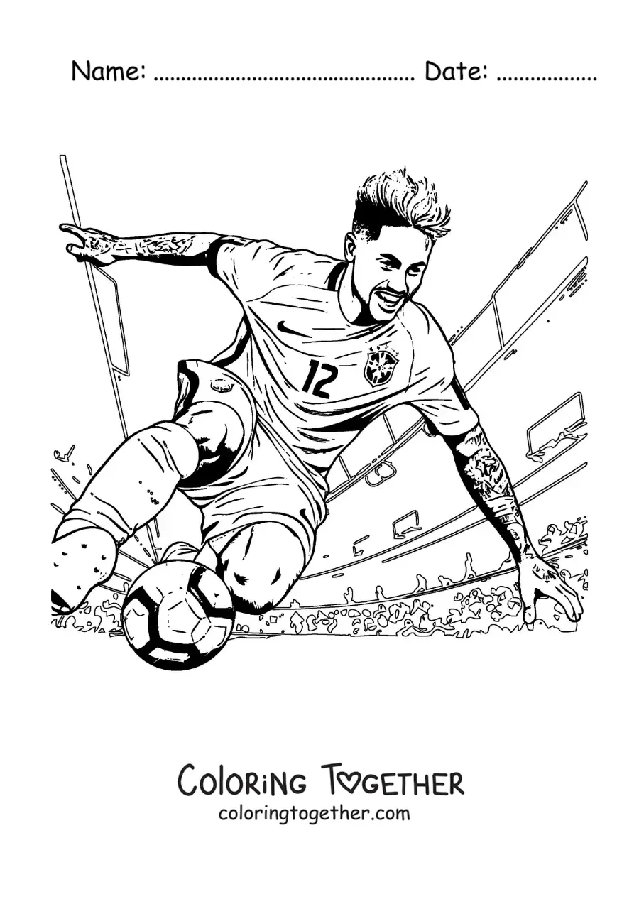 Coloring page of Neymar scoring a goal