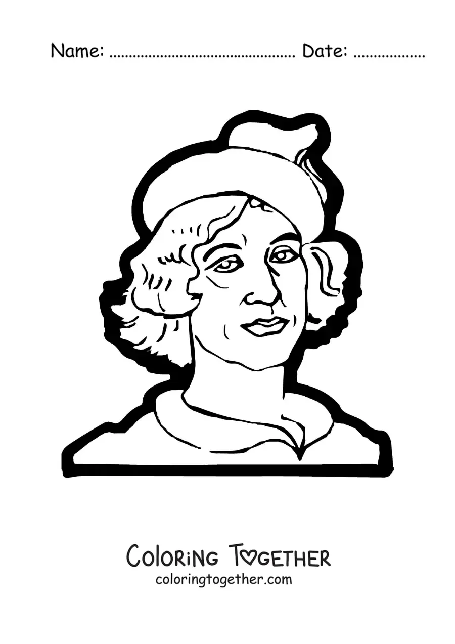 Coloring page of an easy portrait of Nicolaus Copernicus