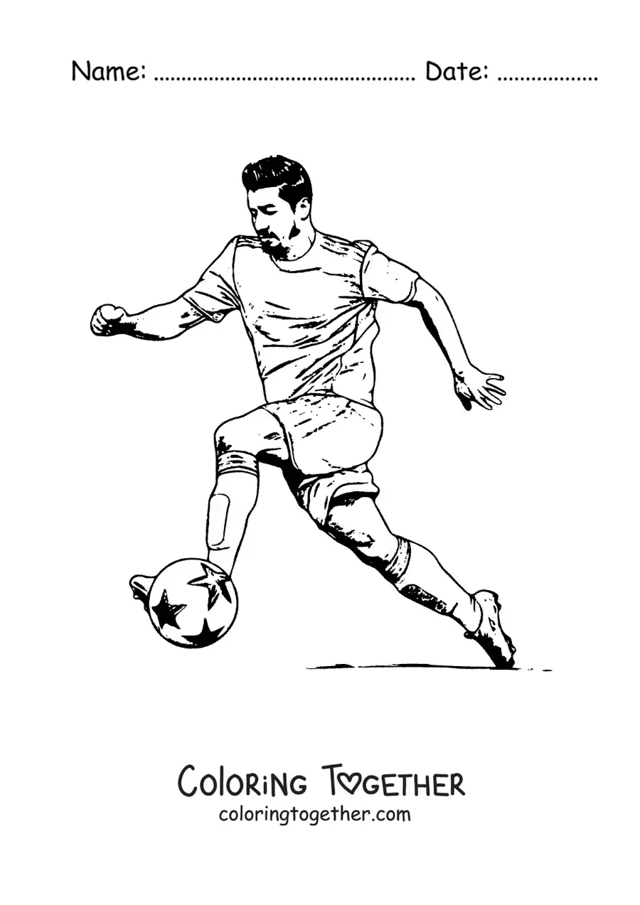 Coloring page of Luis Suarez scoring a goal