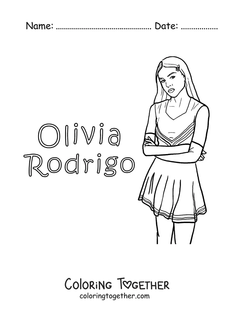 Coloring page of cartoon Olivia Rodrigo