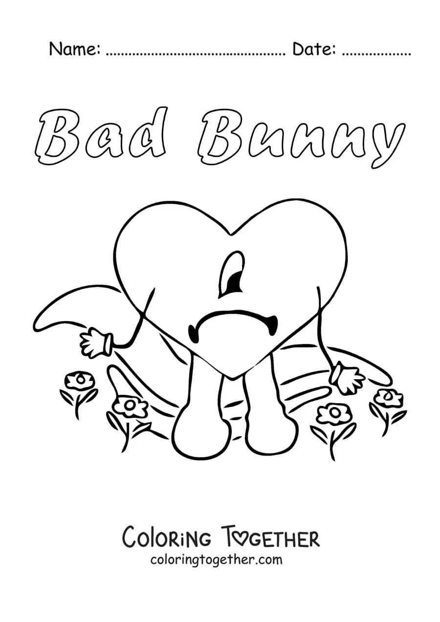 Coloring page of Bad Bunny's album Un Verano Sin Ti