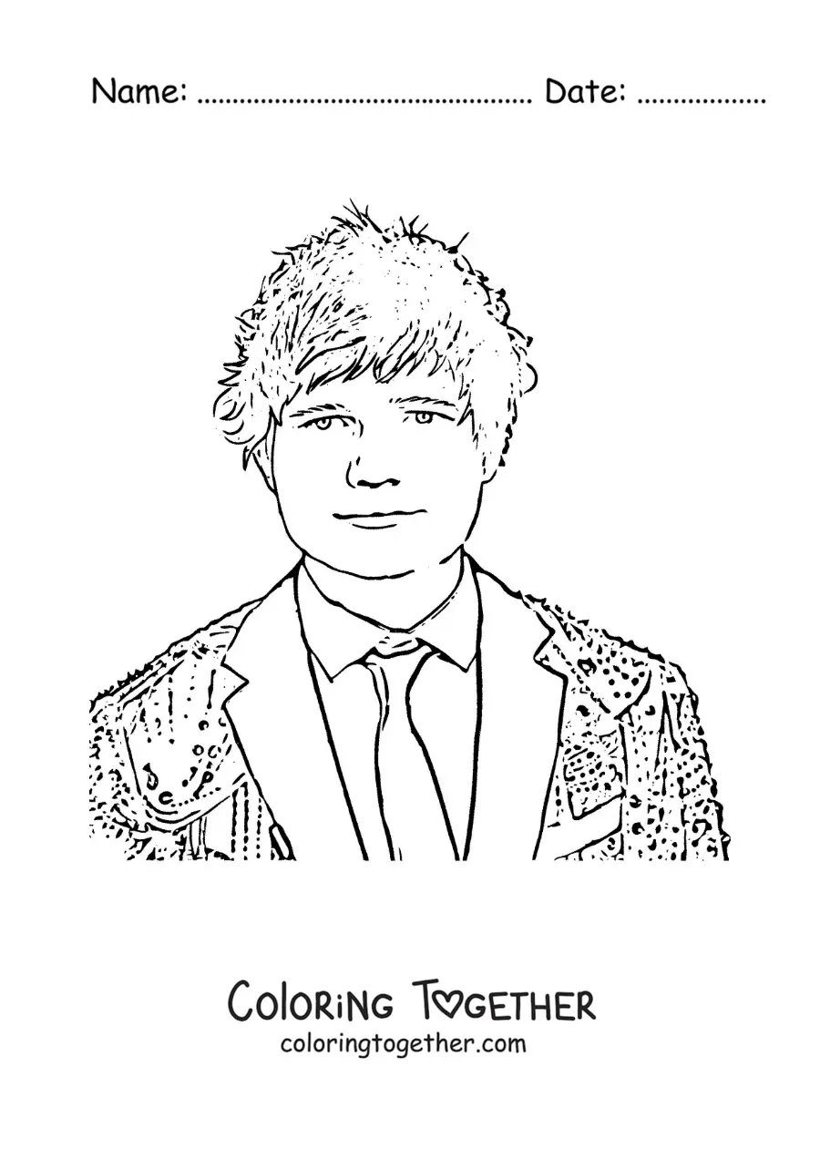 Coloring page of cartoon Ed Sheeran