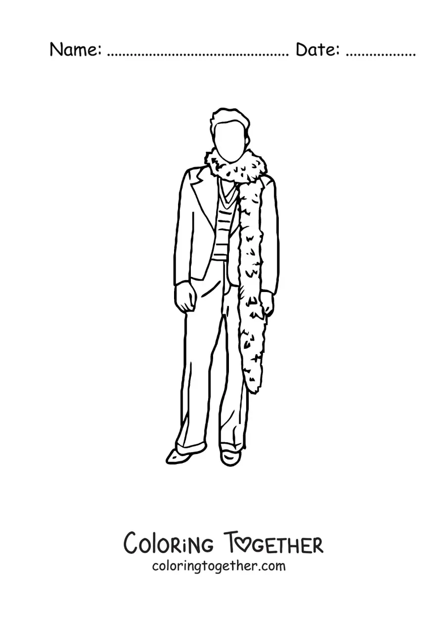 Coloring page of a silhouette of Harry Styles