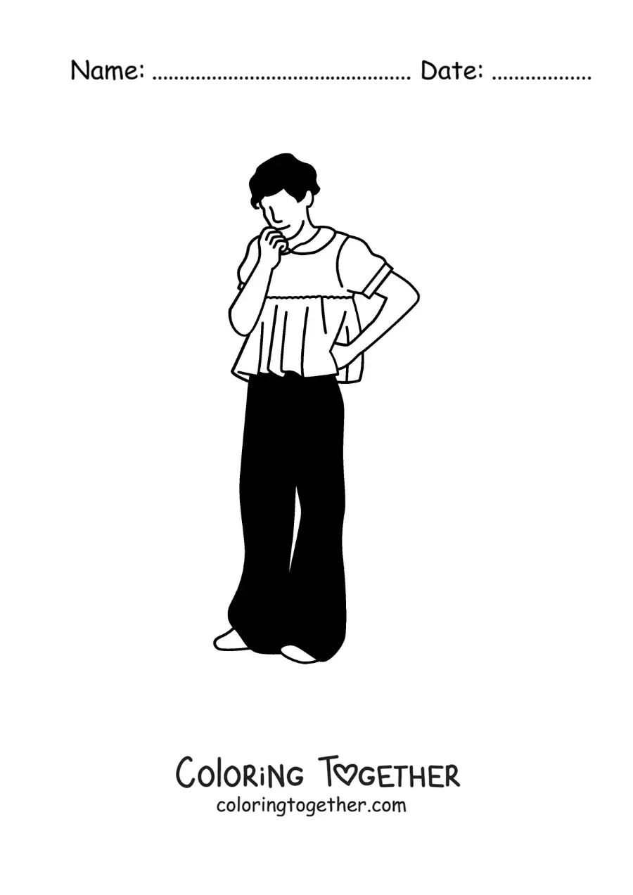Coloring page of a silhouette of Harry Styles from his album Harry's House
