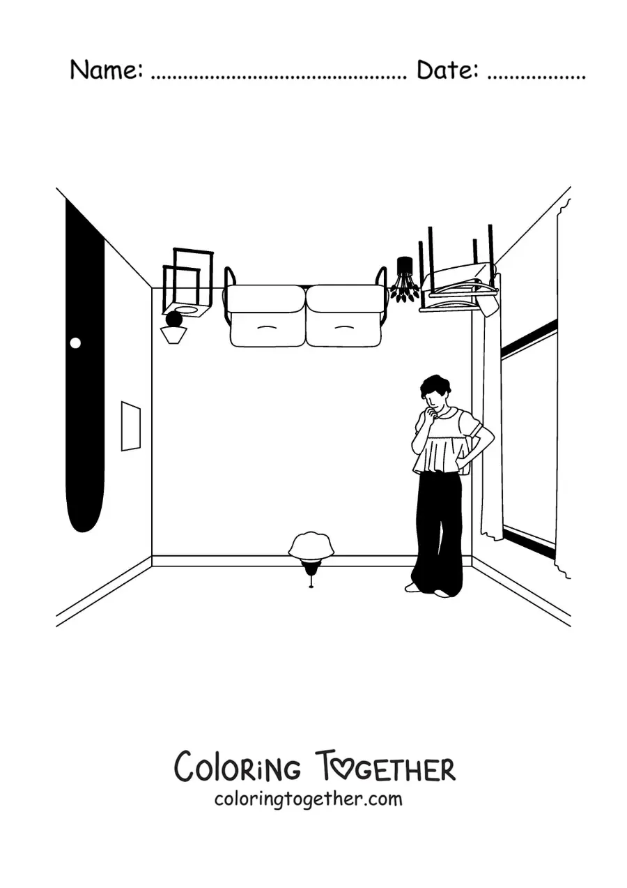 Coloring page of Harry Styles on his album Harry's House