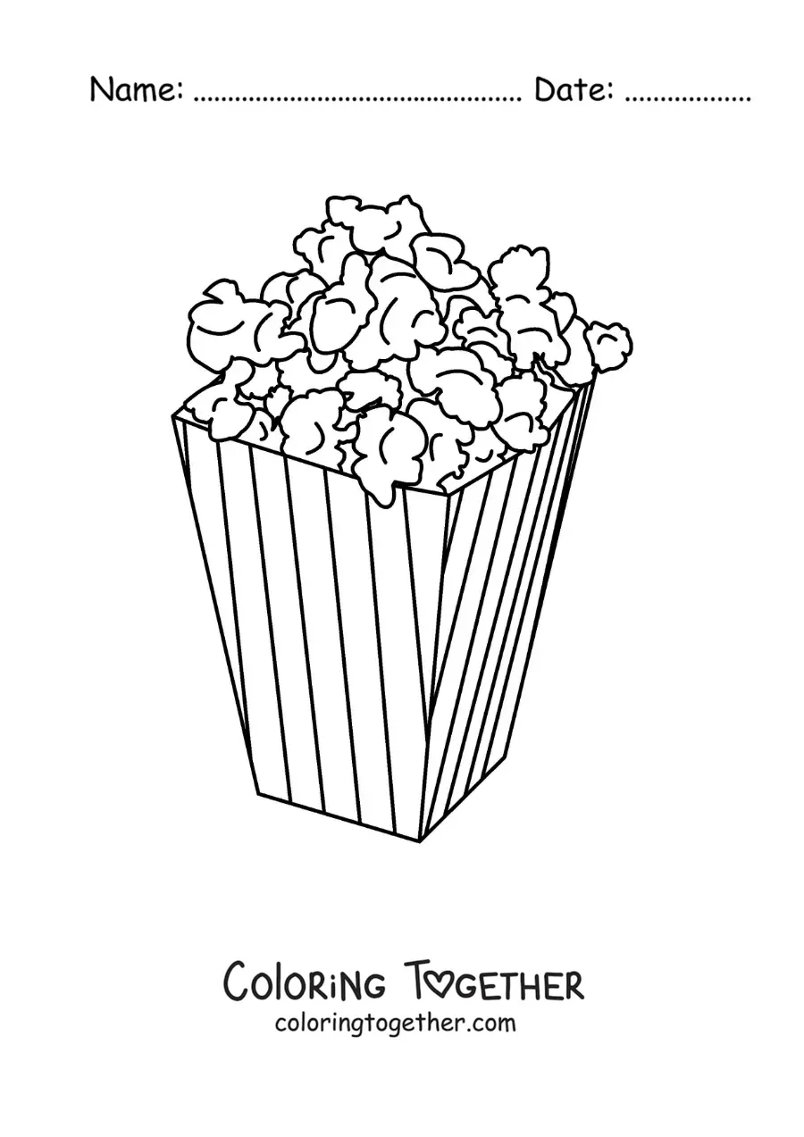 Coloring page of movie theater popcorn