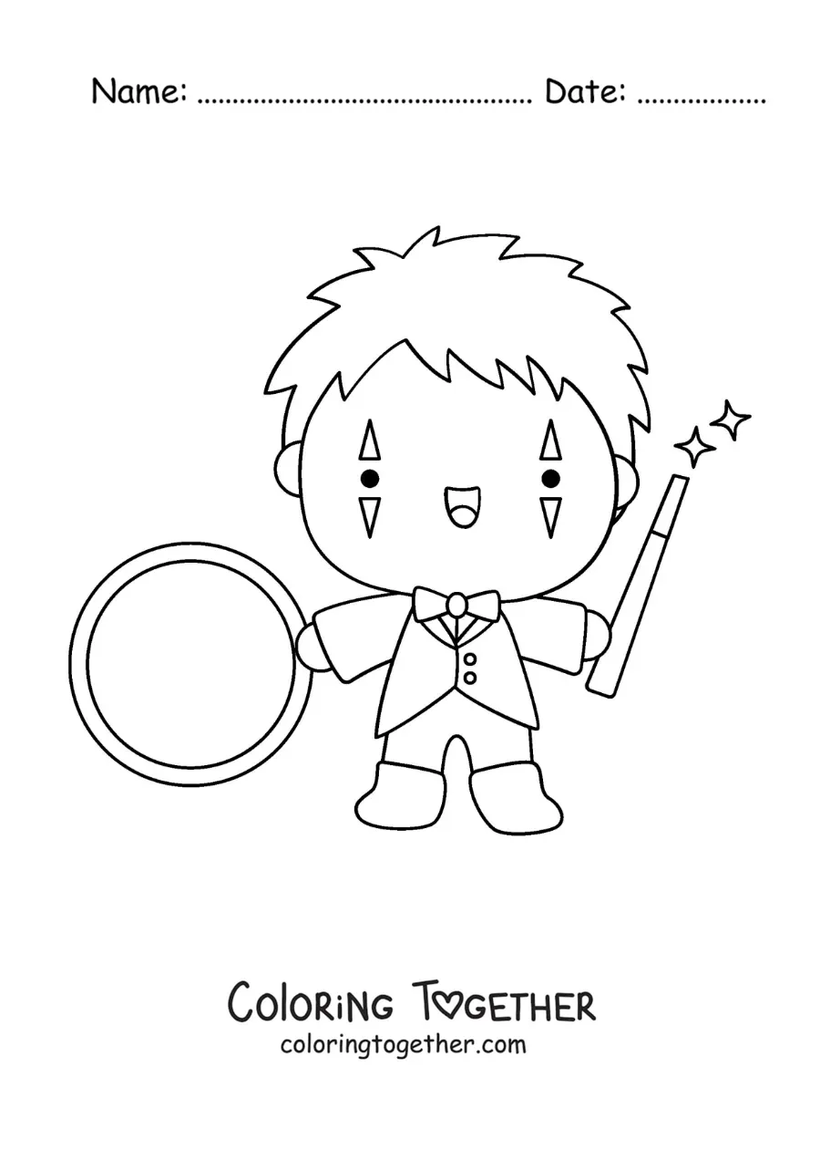 Coloring page of a cartoon circus tamer