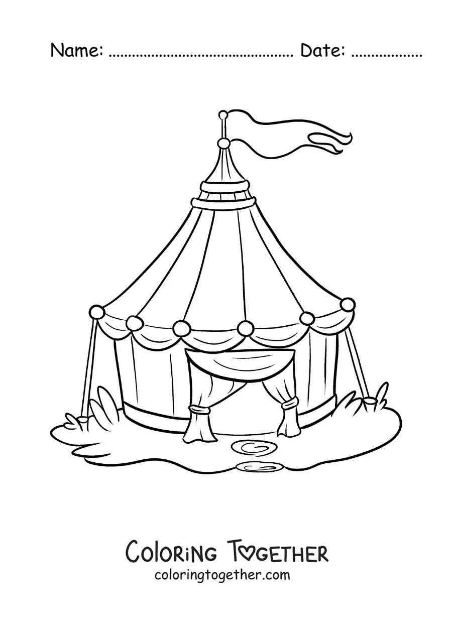 Coloring page of a circus tent