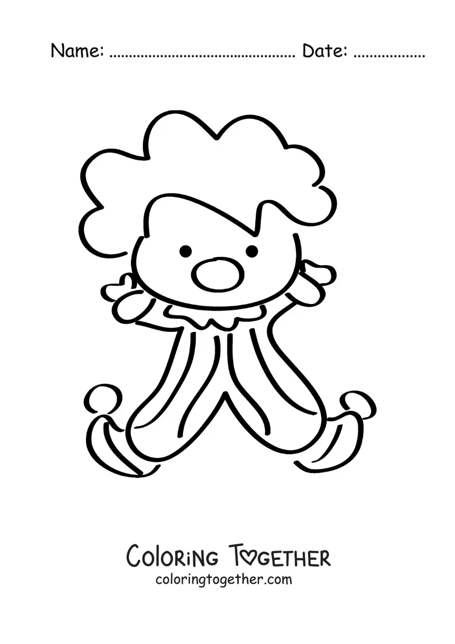 Coloring page of a cartoon circus clown