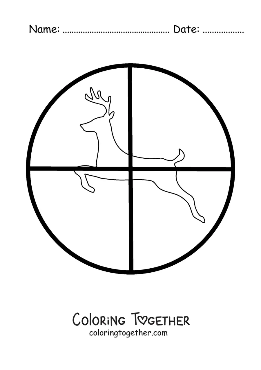 Coloring page of a deer hunting symbol