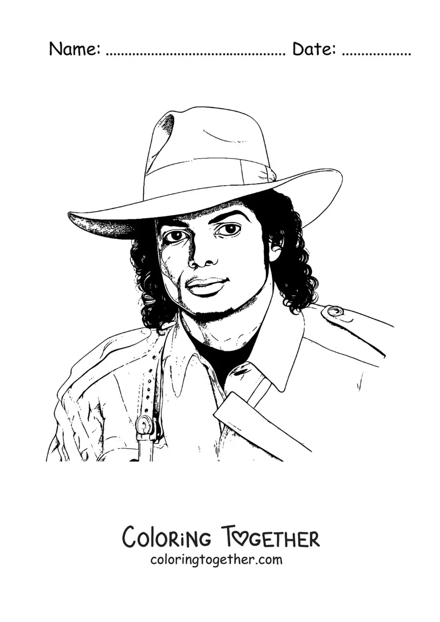 Coloring page of a portrait of Michael Jackson
