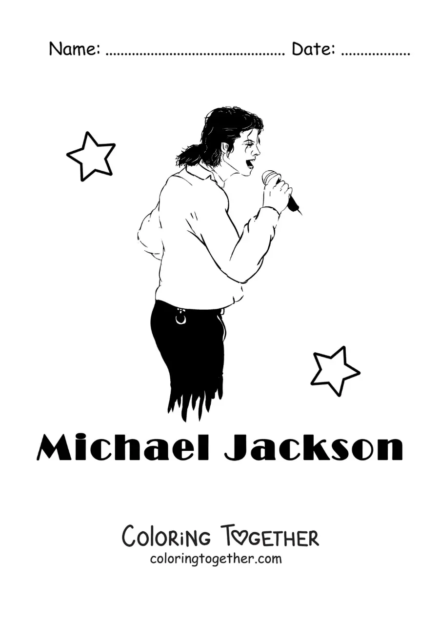Coloring page of Michael Jackson singing