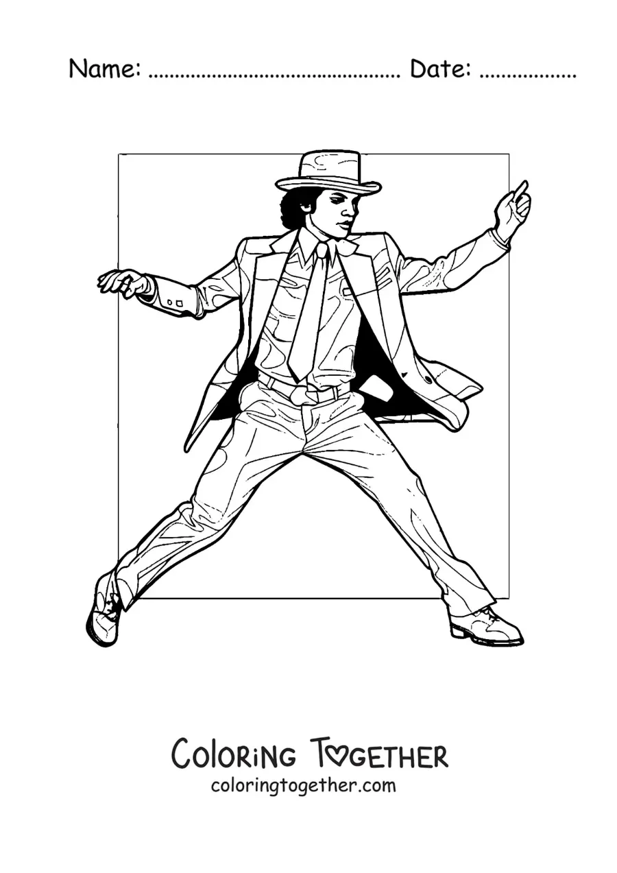 Coloring page of Michael Jackson dancing