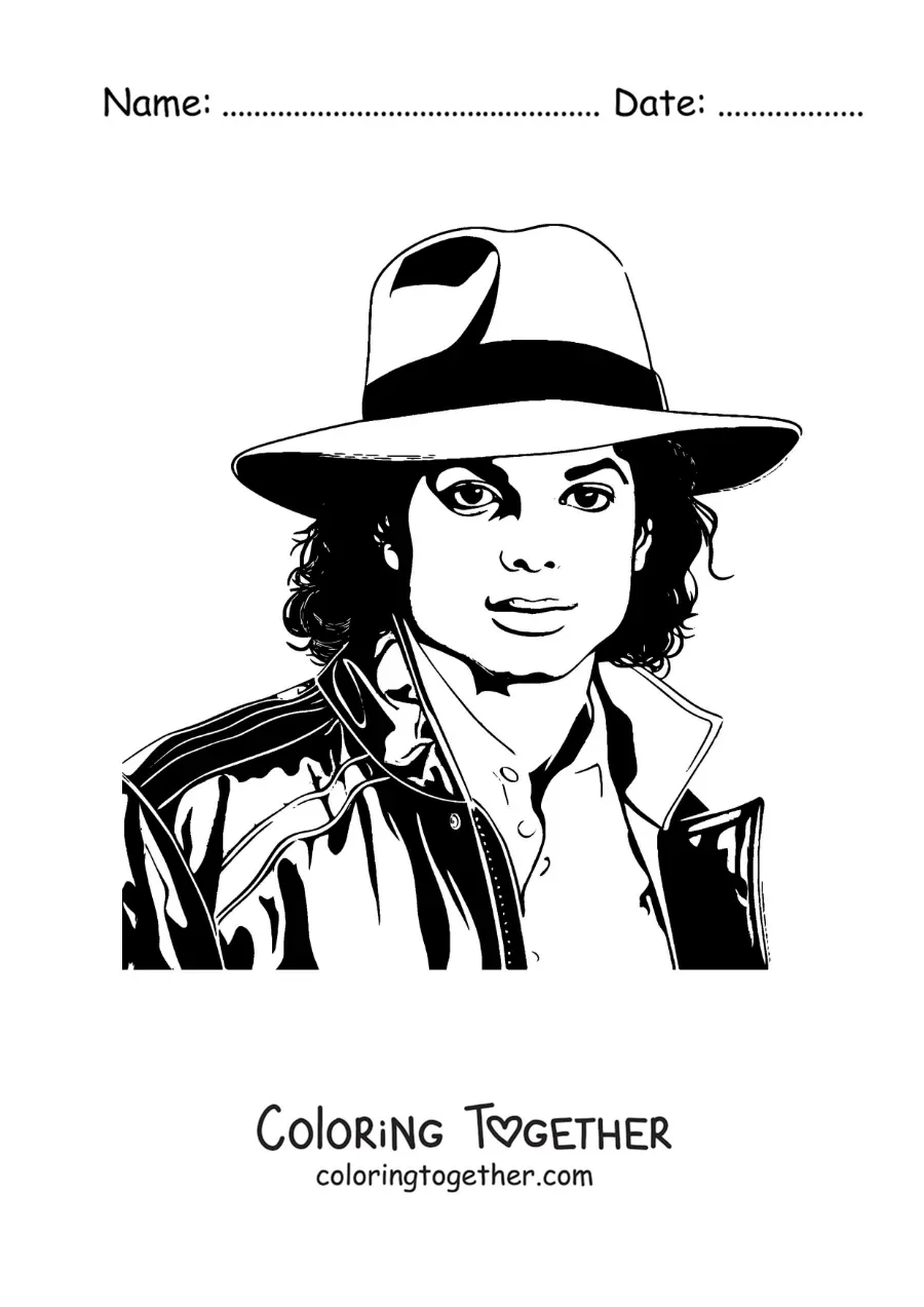 Coloring page of the face of Michael Jackson