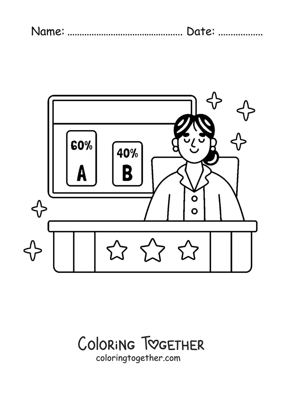 Coloring page of a journalist on the television news channel
