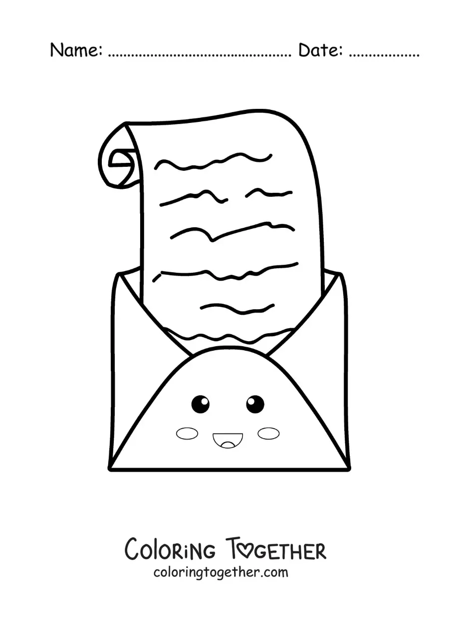 Coloring page of an animated letter