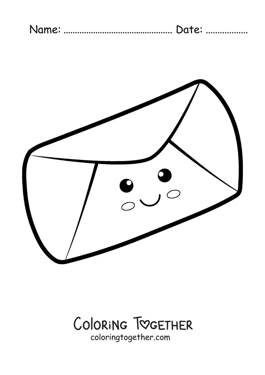 Coloring page of an animated envelope