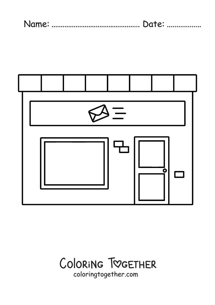 Coloring page of a post office