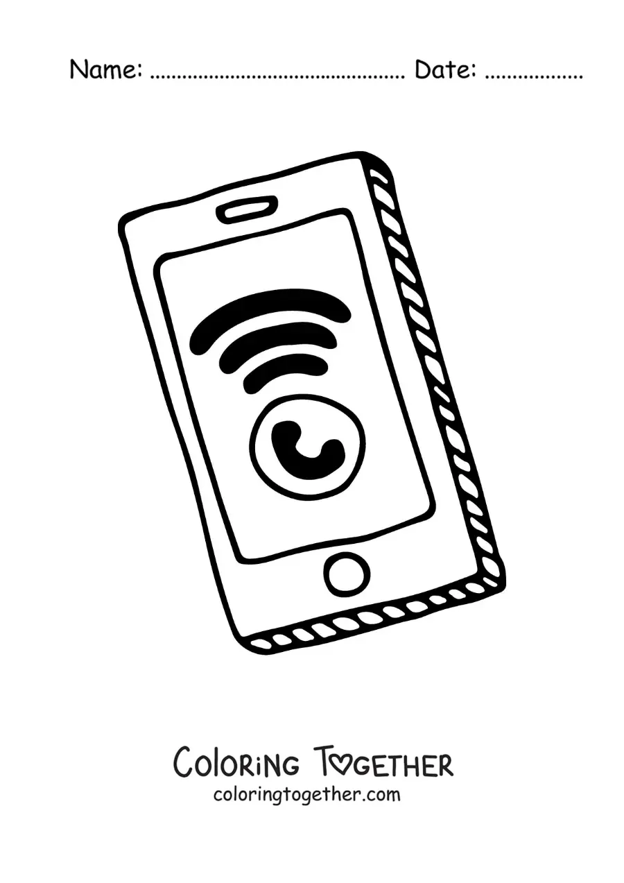 Coloring page of an incoming call on a smartphone