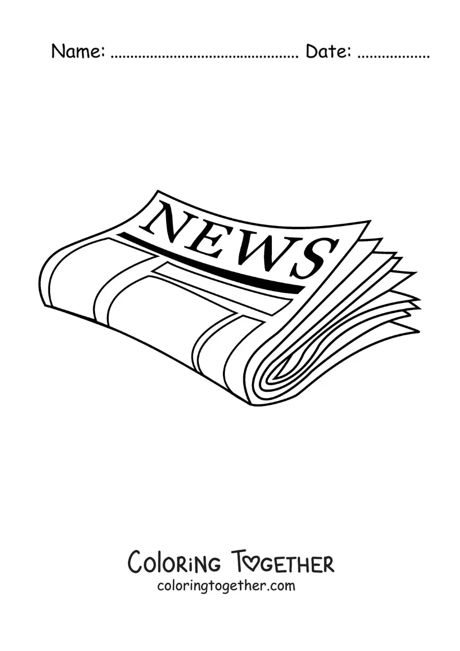 Coloring page of a newspaper