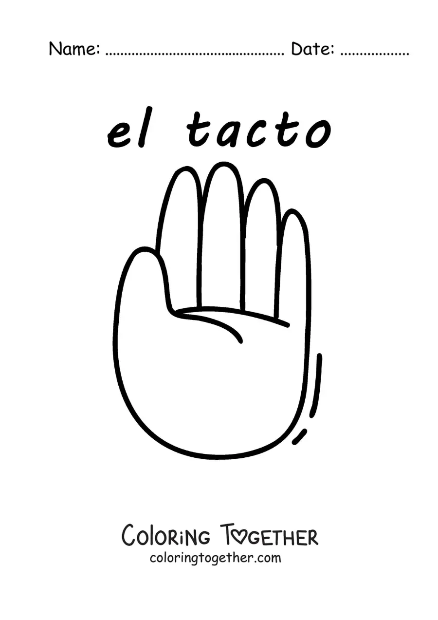 Coloring page of an educational worksheet on the sense of touch
