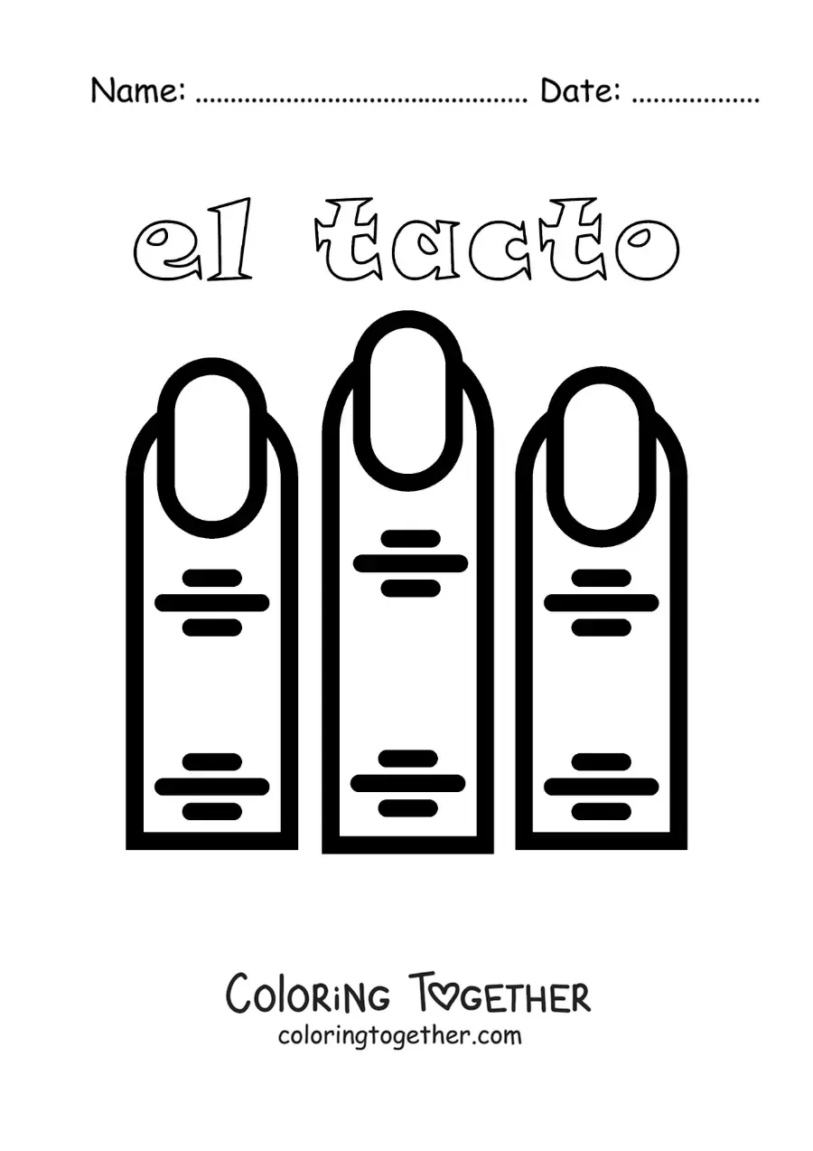 Coloring page of the fingers as part of the sense of touch