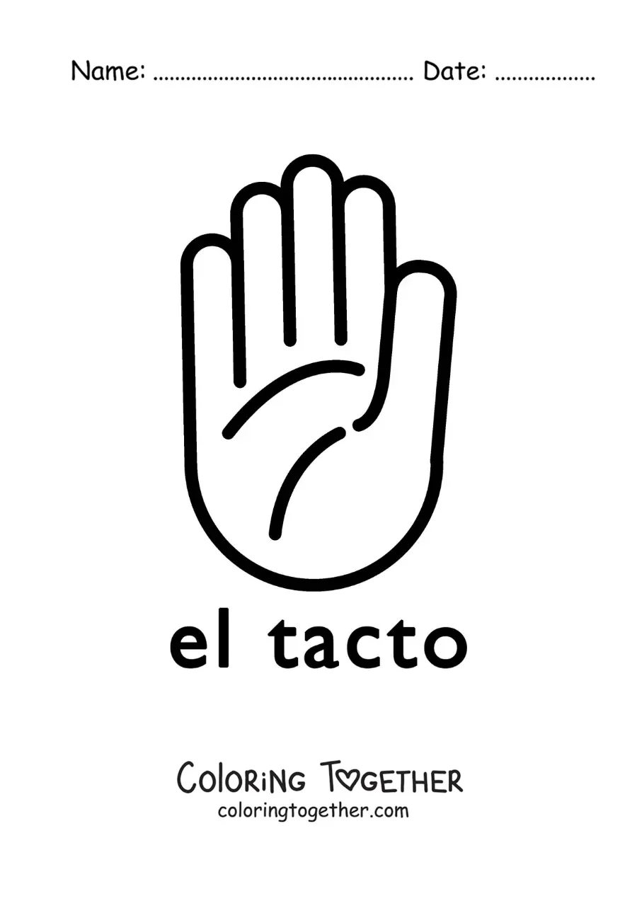 Coloring page of the hand as a symbol of touch