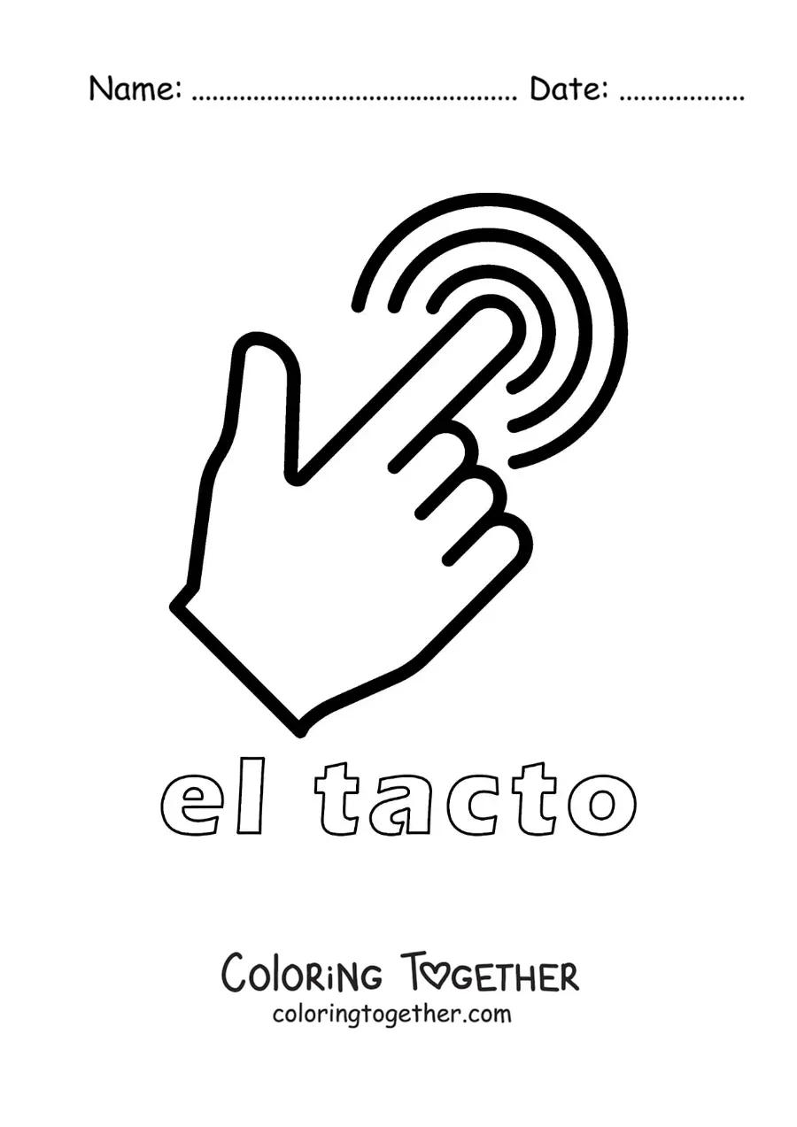 Coloring page of a finger as a symbol of the sense of touch