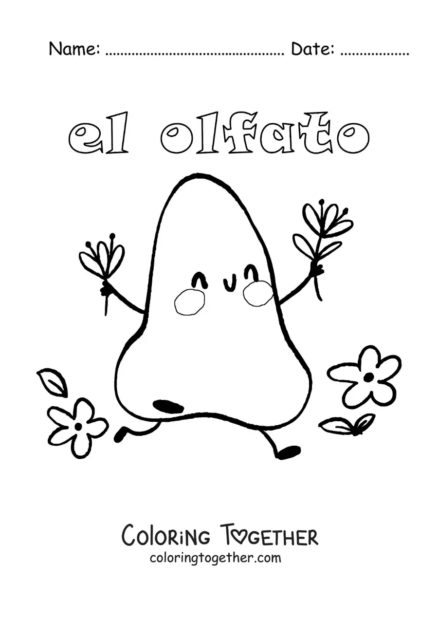 Coloring page of a cartoon nose for kids