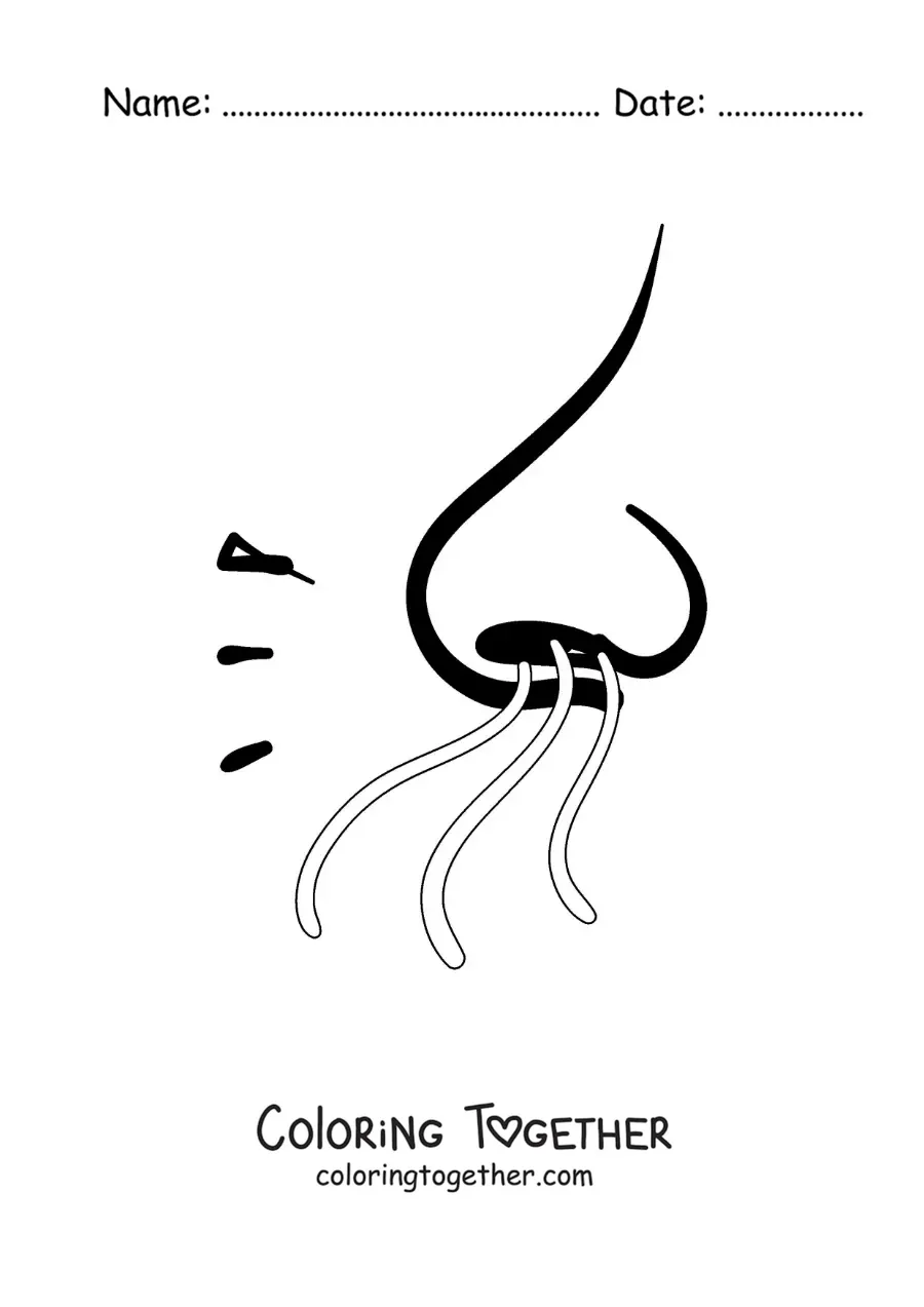 Coloring page of a nose smelling