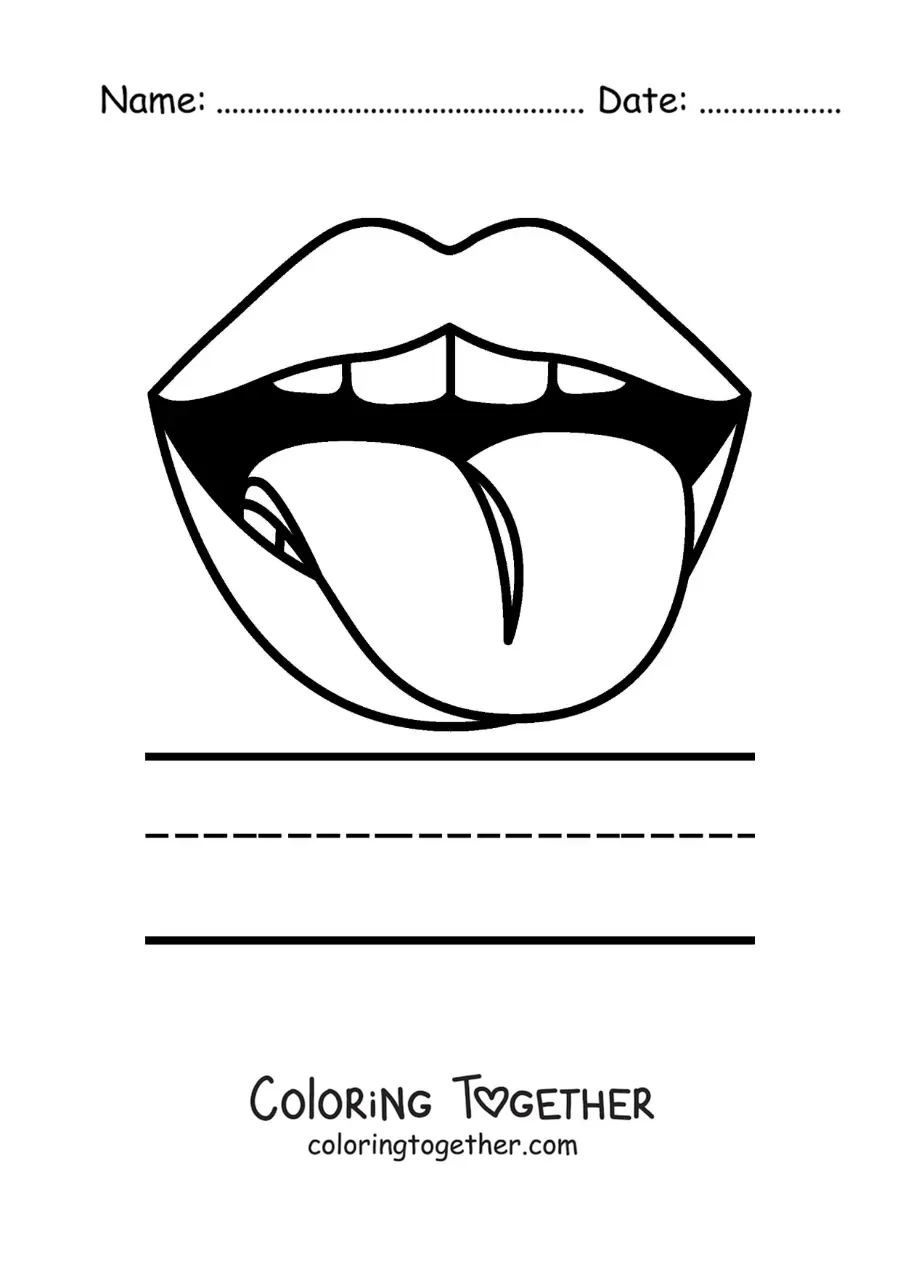 Coloring page of an educational activity for kids about the sense of taste