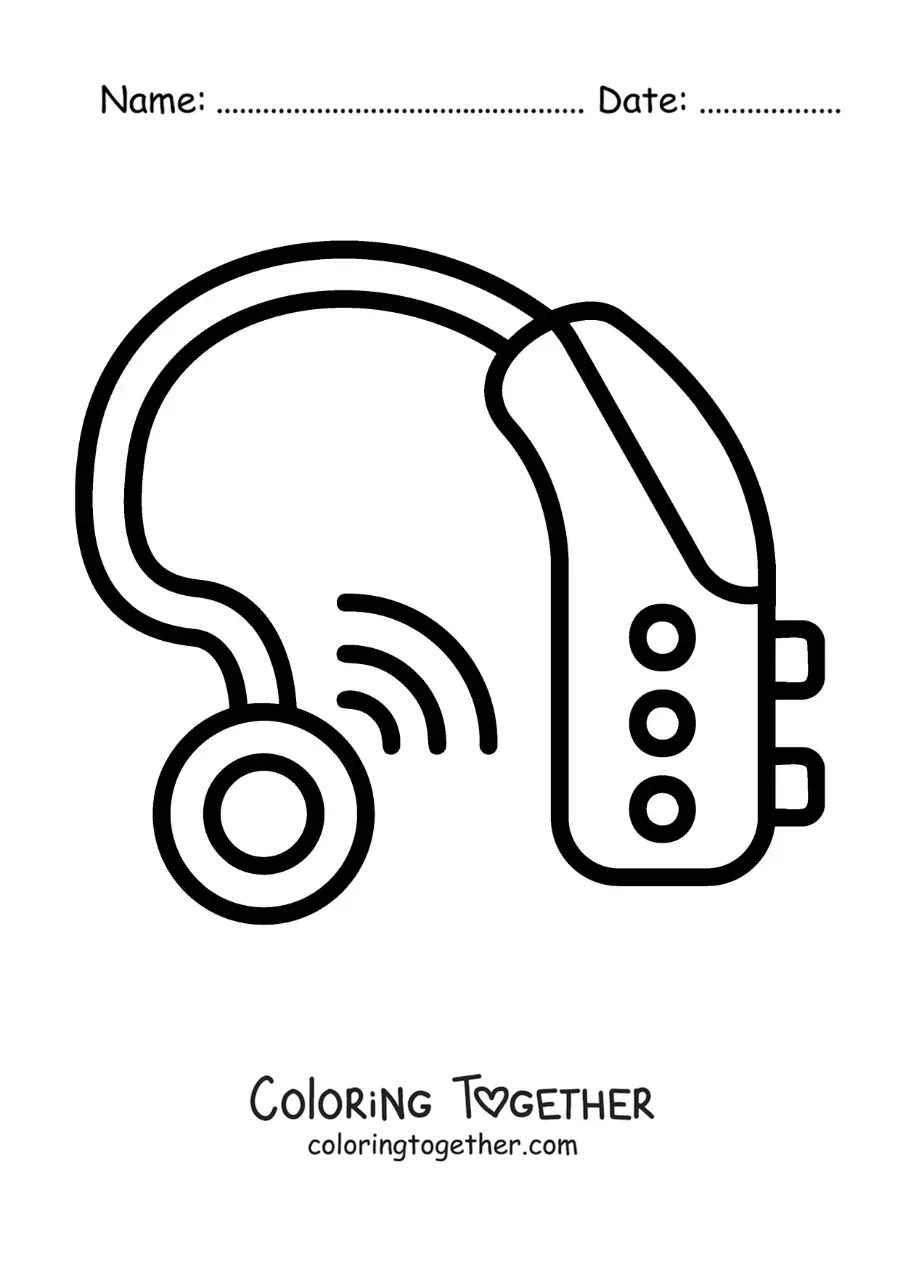 Coloring page of a hearing aid