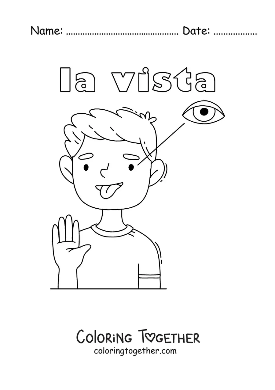 Coloring page of the sense of sight in the human body