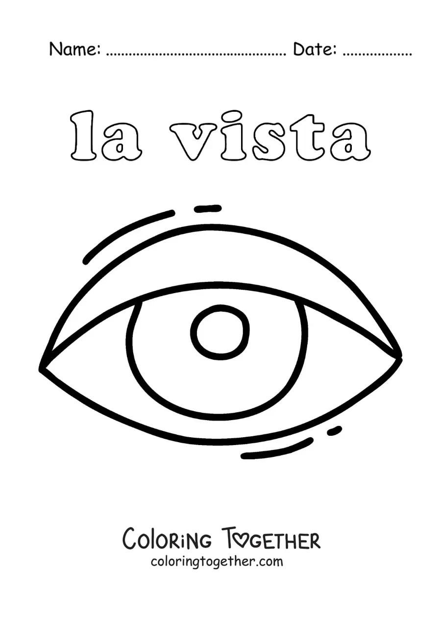 Coloring page of the eye and the sense of sight