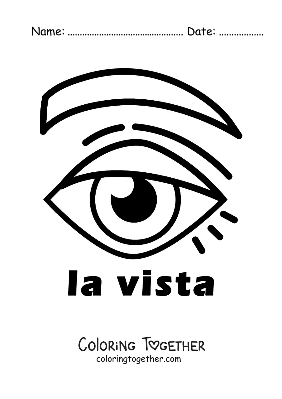 Coloring page of the eye as a symbol of the sense of sight for kids
