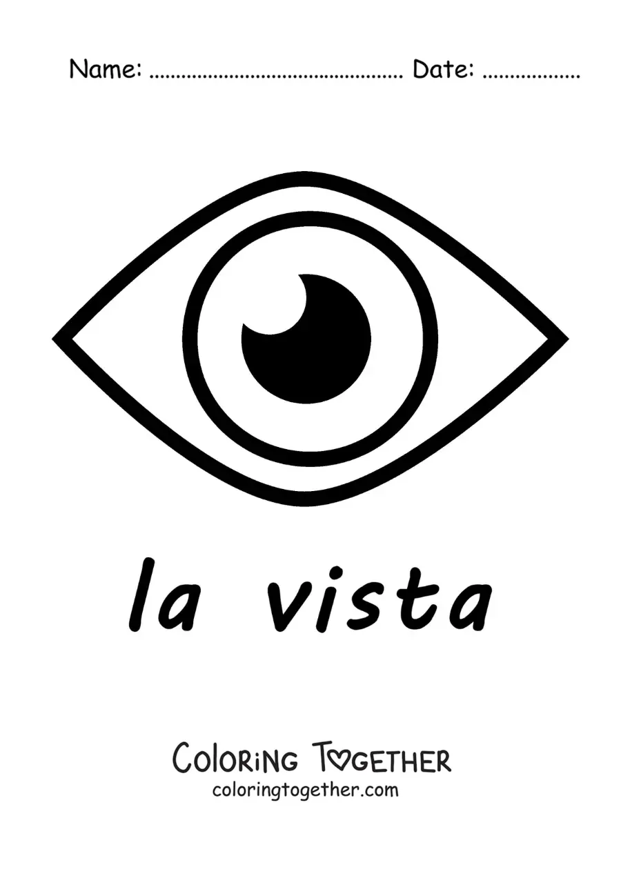 Coloring page of a human eye as the organ of sight