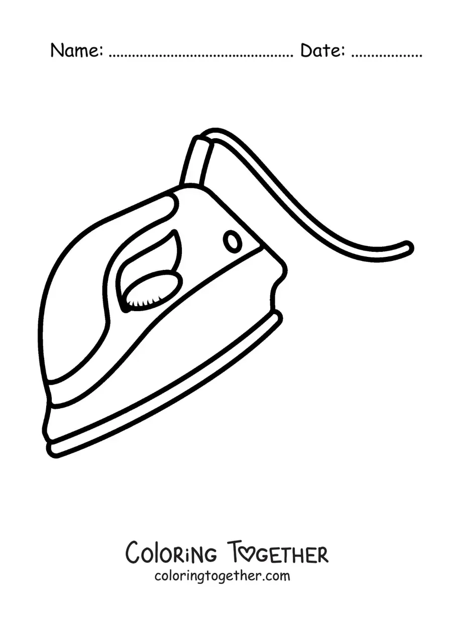 Coloring page of an electric iron