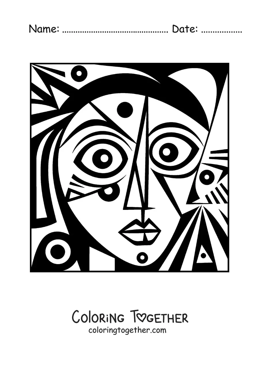 Coloring page of art in the style of Picasso for kids
