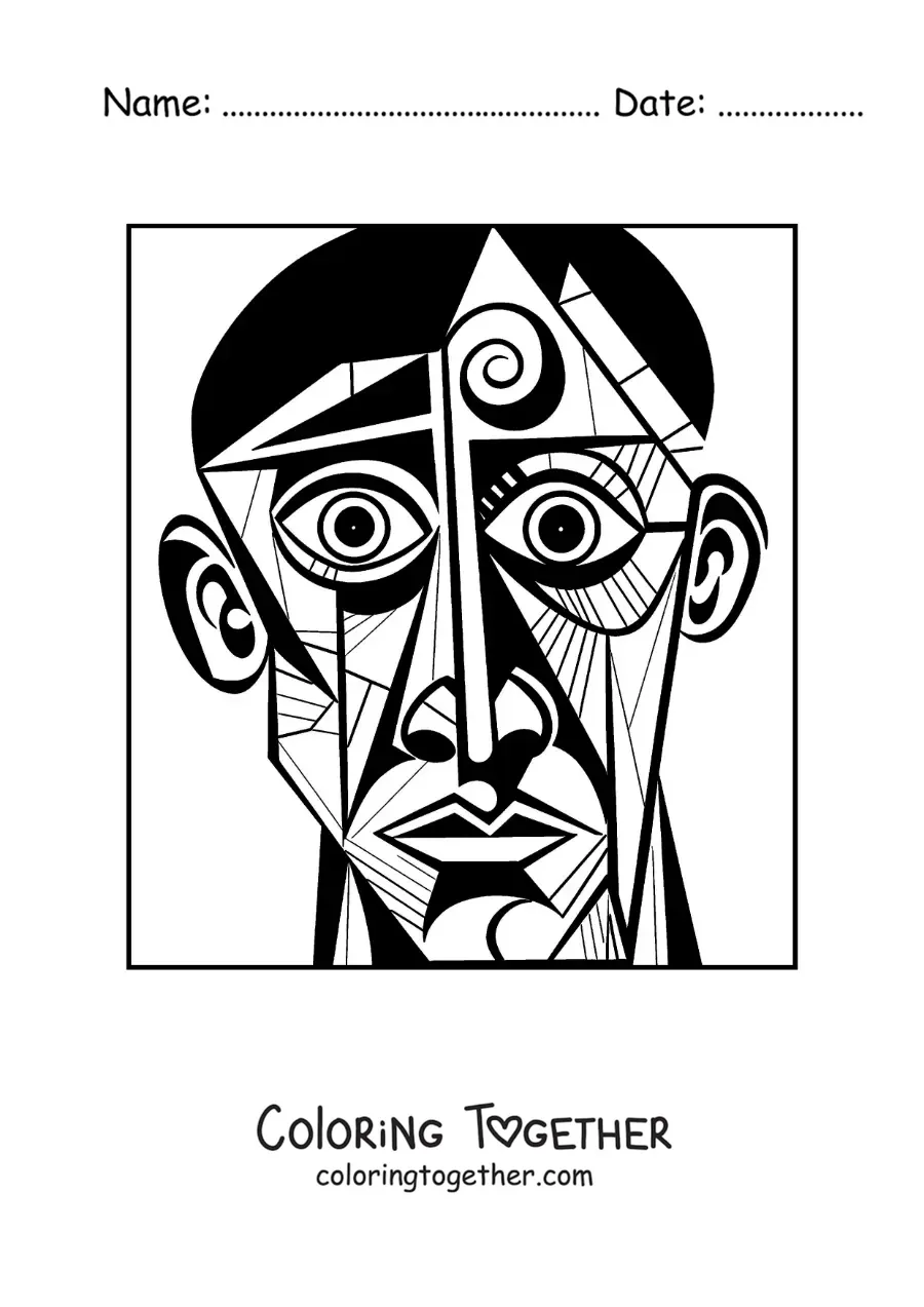 Coloring page of a painting inspired by Picasso