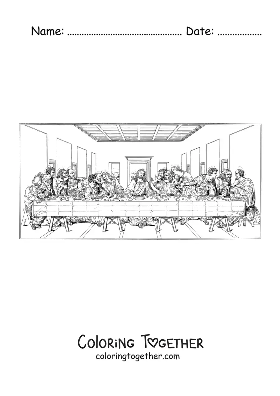 Coloring page of The Last Supper by da Vinci