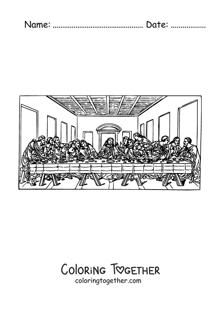 Coloring page of a famous Leonardo da Vinci painting