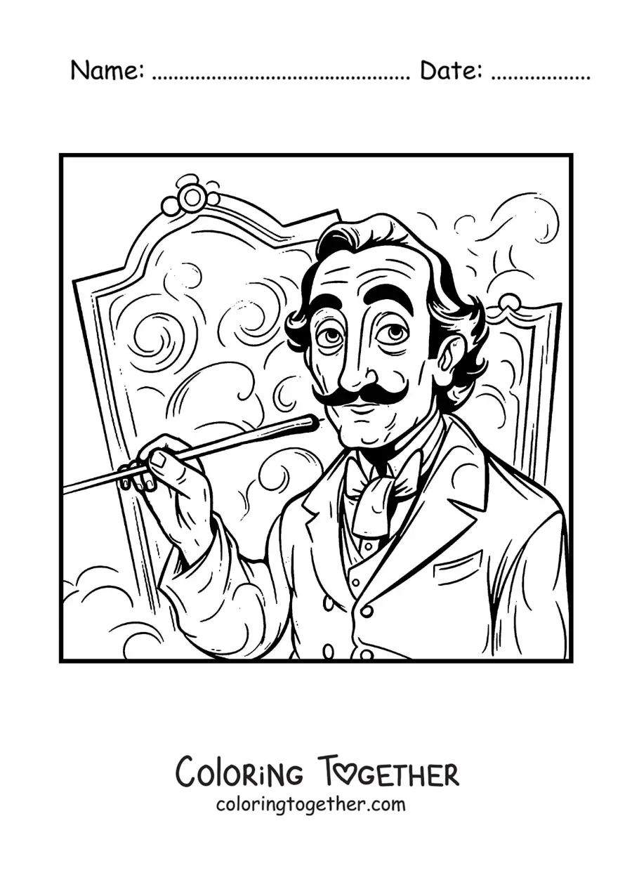 Coloring page of an animated Salvador Dali painting