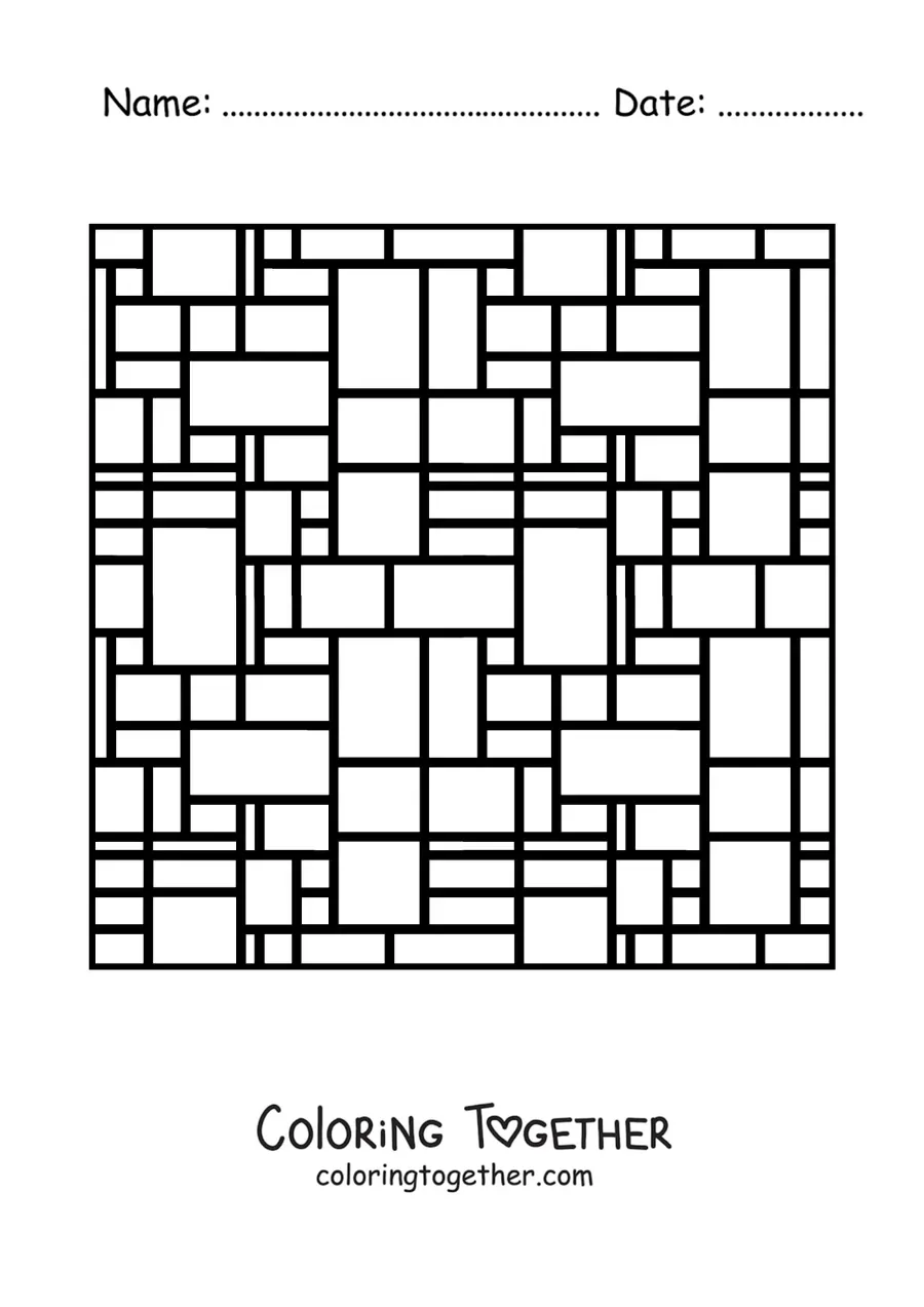 Coloring page of neoplasticism by Mondrian