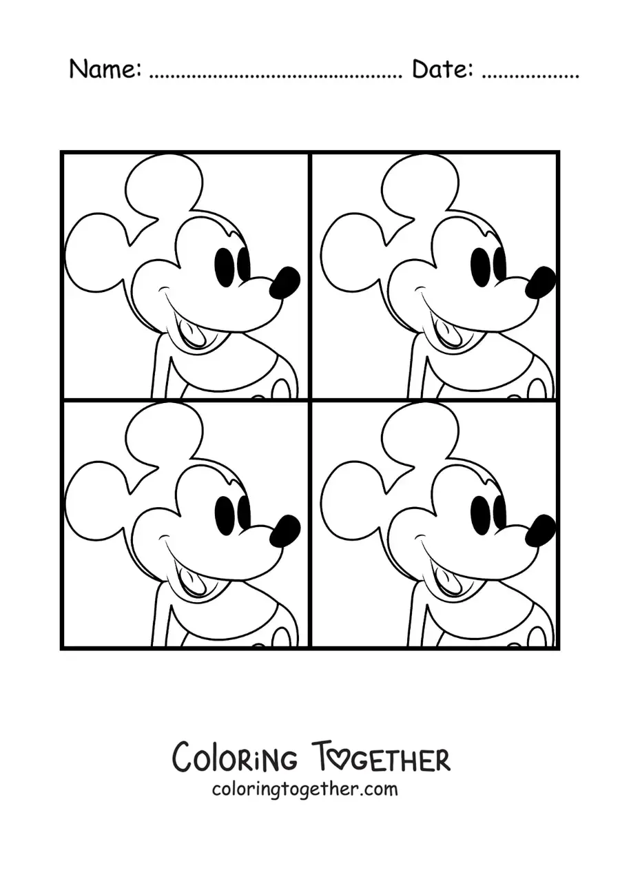 Coloring page of Mickey Mouse artwork by Andy Warhol