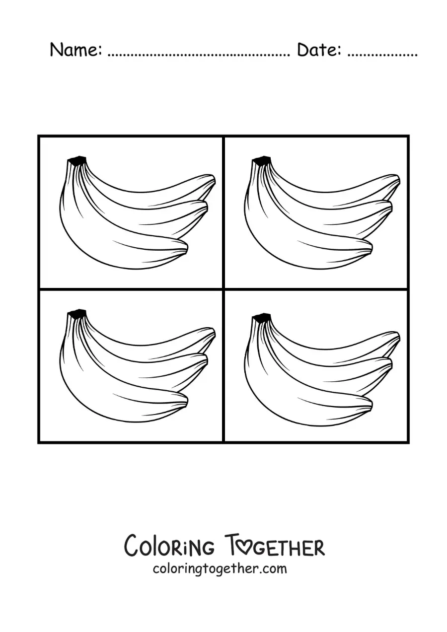 Coloring page of a cartoon of bananas in the style of Andy Warhol