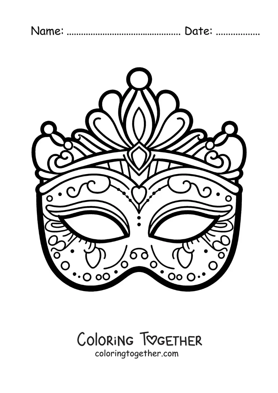 Coloring page of a carnival mask to cut out