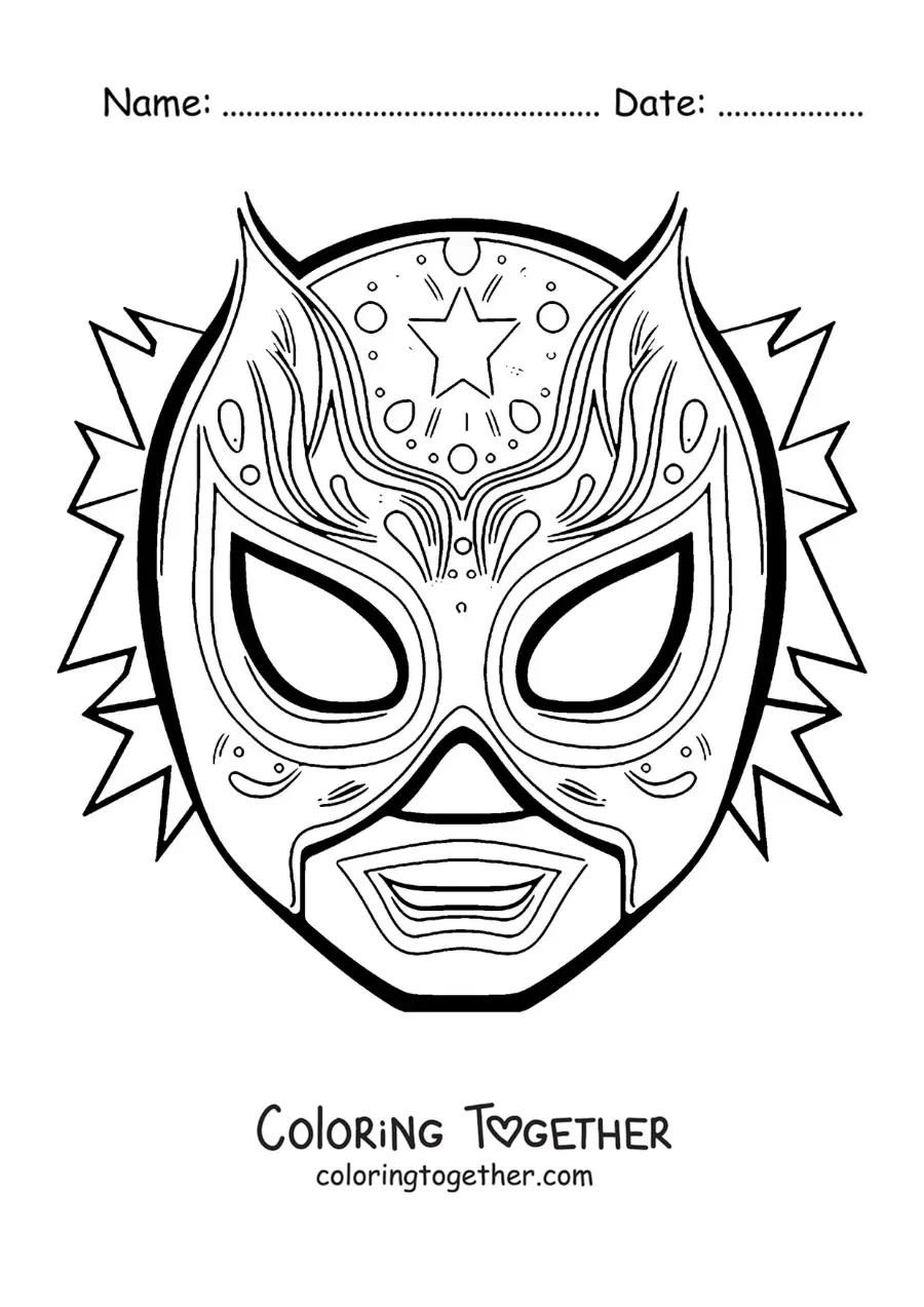 Coloring page of a wrestler mask