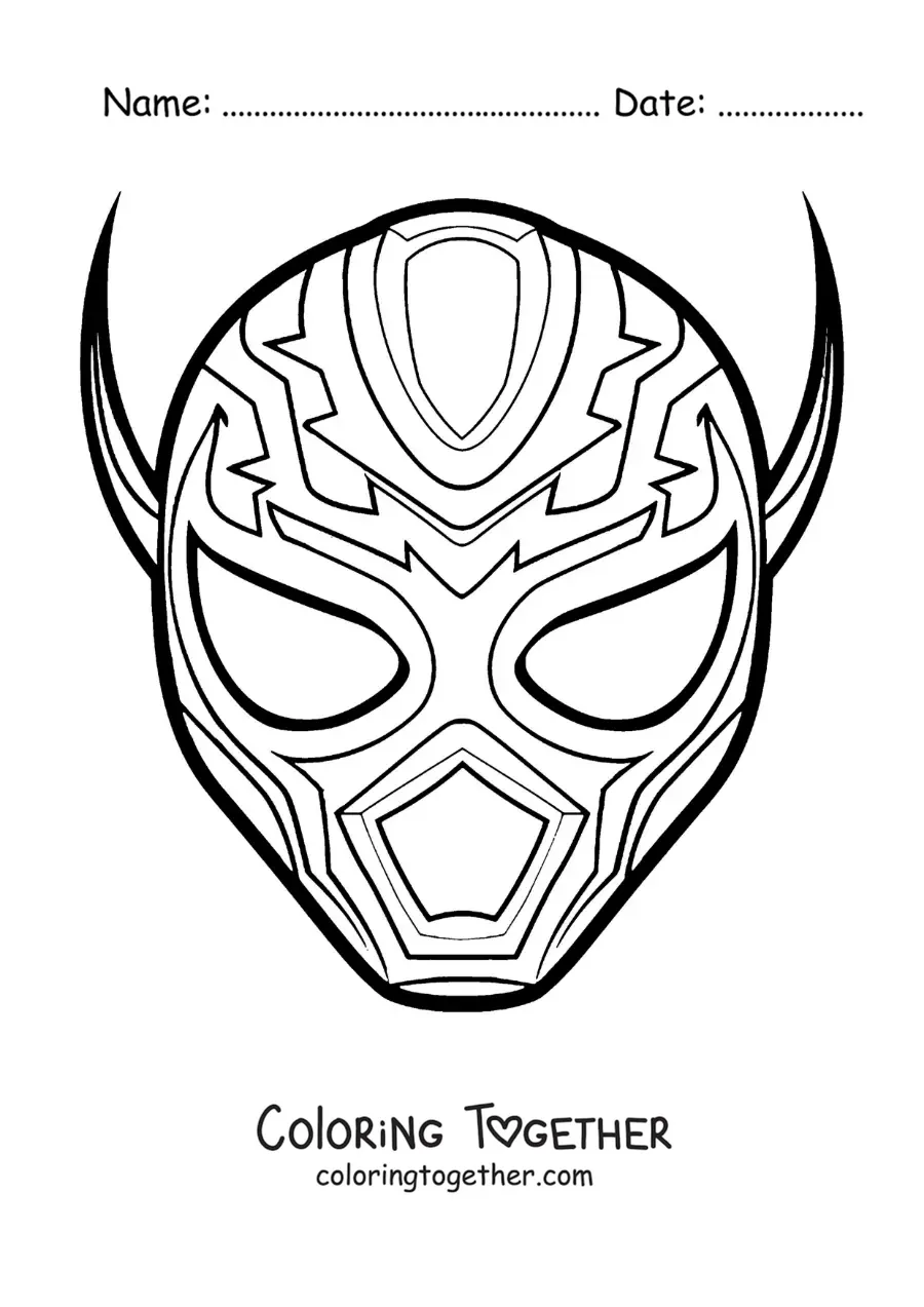 Coloring page of a Mexican wrestler mask