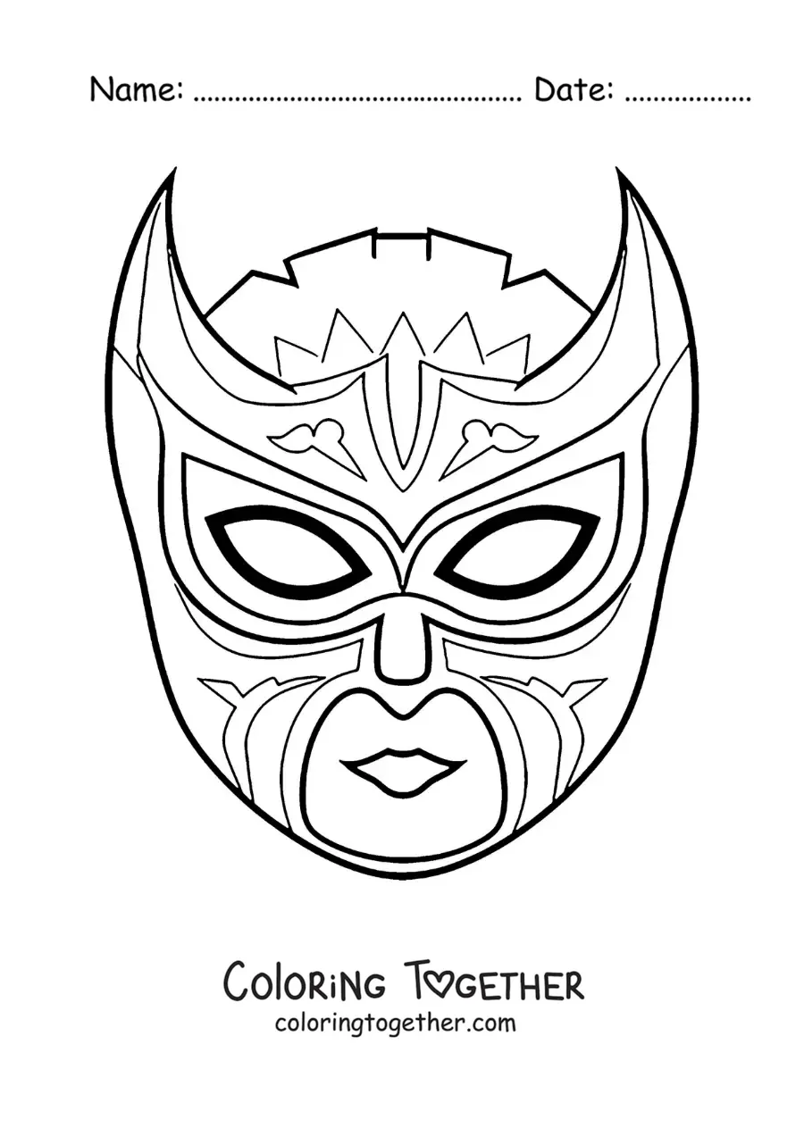 Coloring page of a wrestler mask to cut out